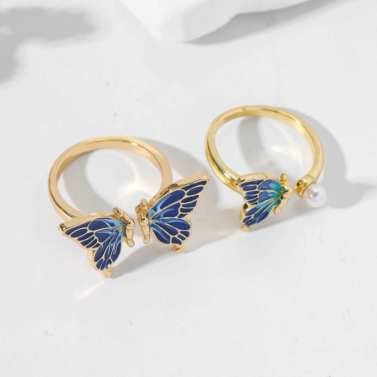 Fashionable High-end Adjustable Butterfly Pearl Ring