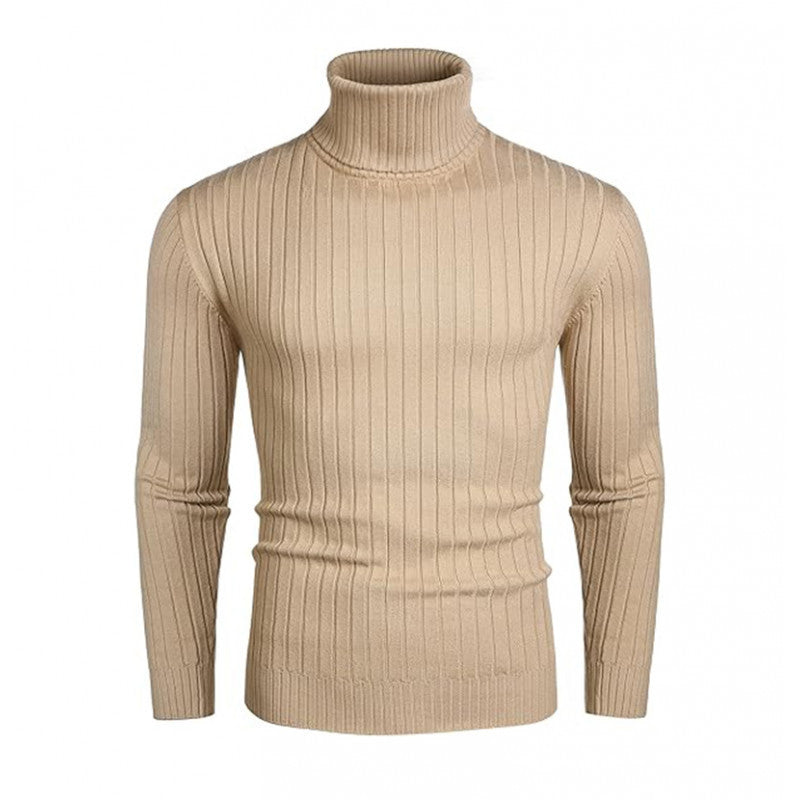 Autumn And Winter Men's Striped High-neck Sweater