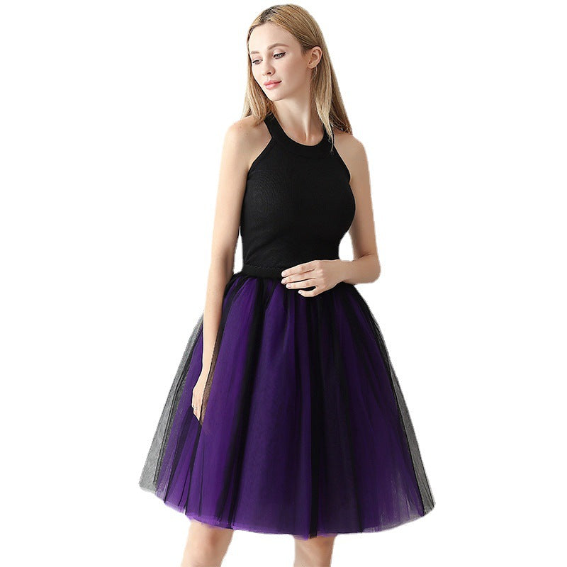 Women's Simple And Versatile Two-tone Pleated Dress