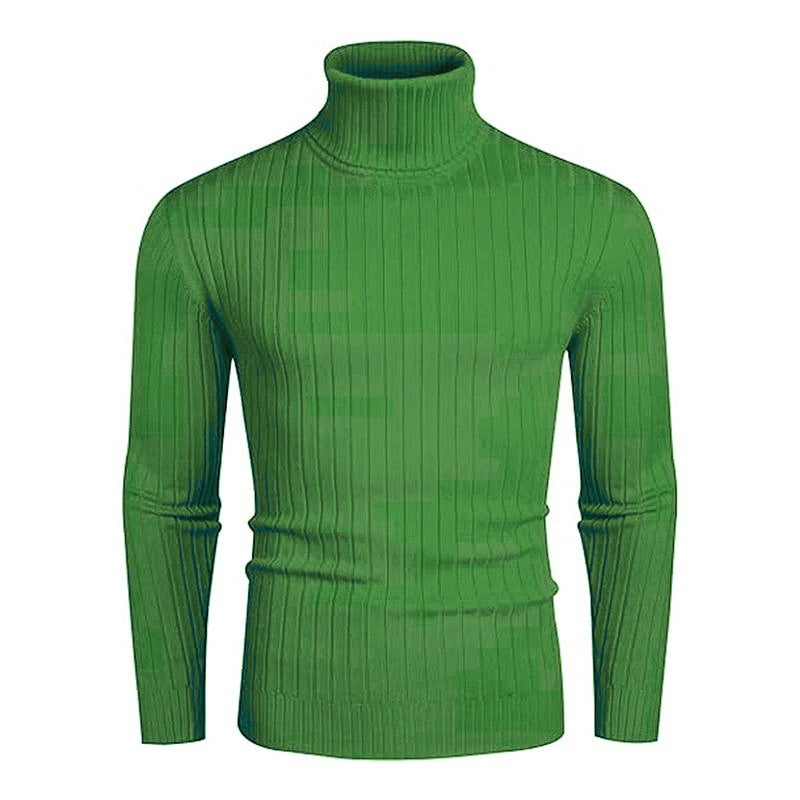 Autumn And Winter Men's Striped High-neck Sweater