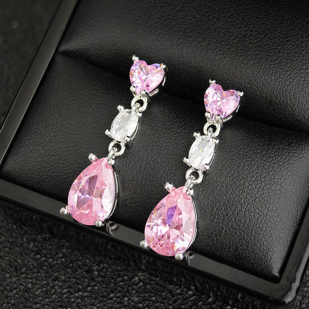 Fashionable Colored Gemstone Yellow Zircon Drop Earrings For Women
