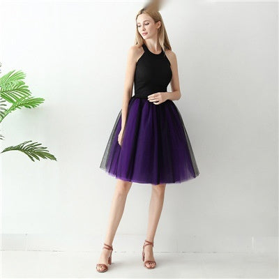 Women's Simple And Versatile Two-tone Pleated Dress