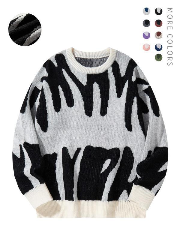 Men's Minimalist Printed Versatile Knit Sweater