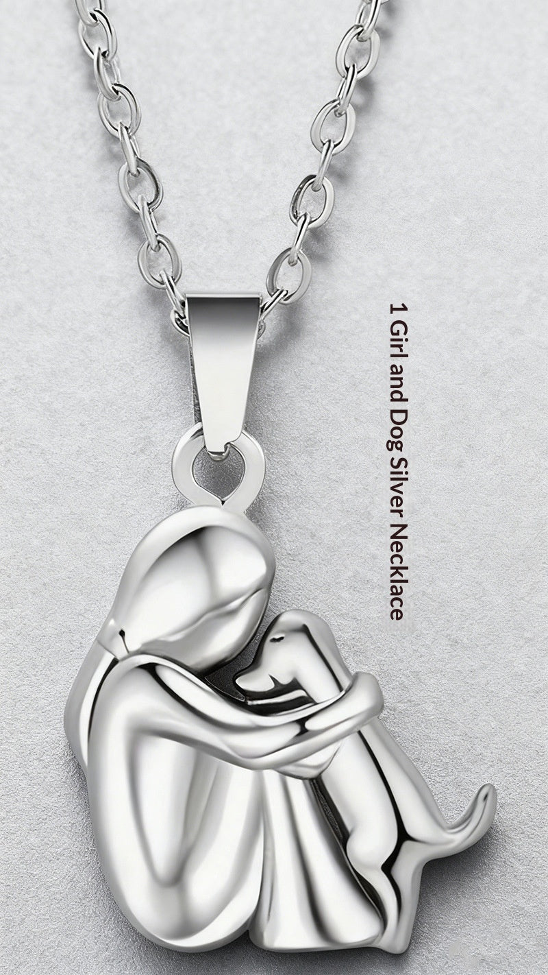 Little Girl And Dog Hugging Earring Set