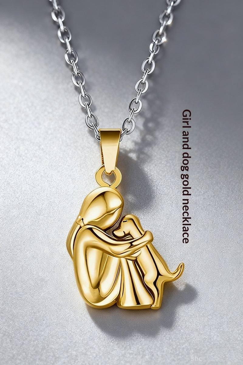 Little Girl And Dog Hugging Earring Set