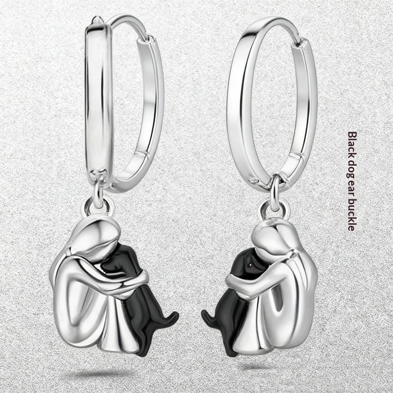 Little Girl And Dog Hugging Earring Set