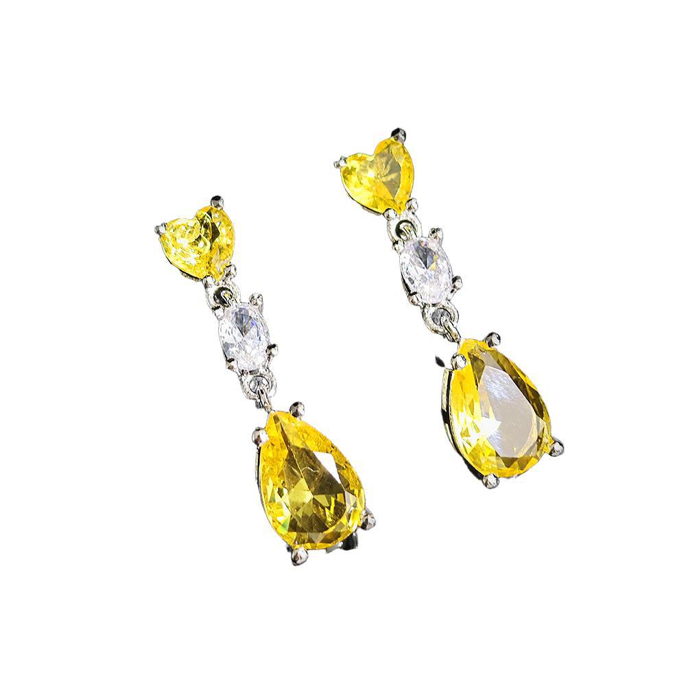 Fashionable Colored Gemstone Yellow Zircon Drop Earrings For Women