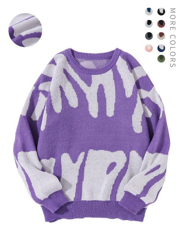 Men's Minimalist Printed Versatile Knit Sweater