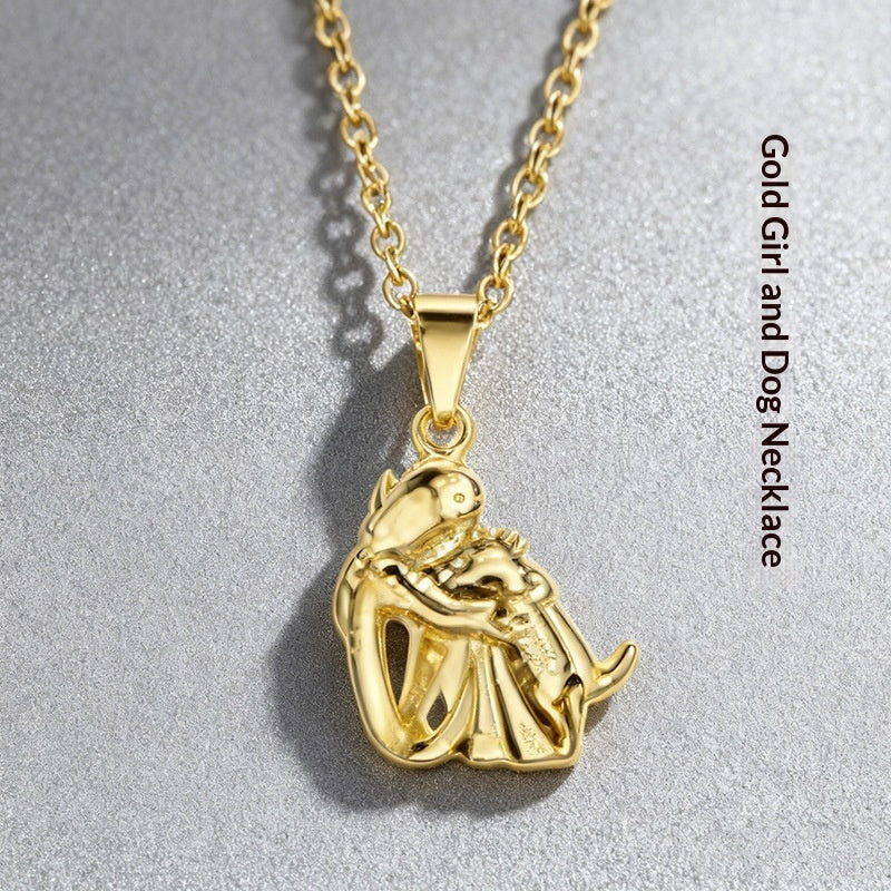 Little Girl And Dog Hugging Earring Set