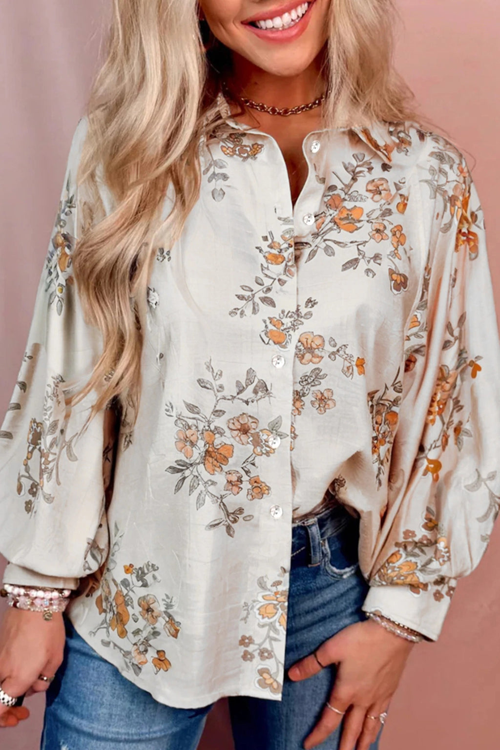 Women's Versatile Retro Long-sleeve Printed Shirt