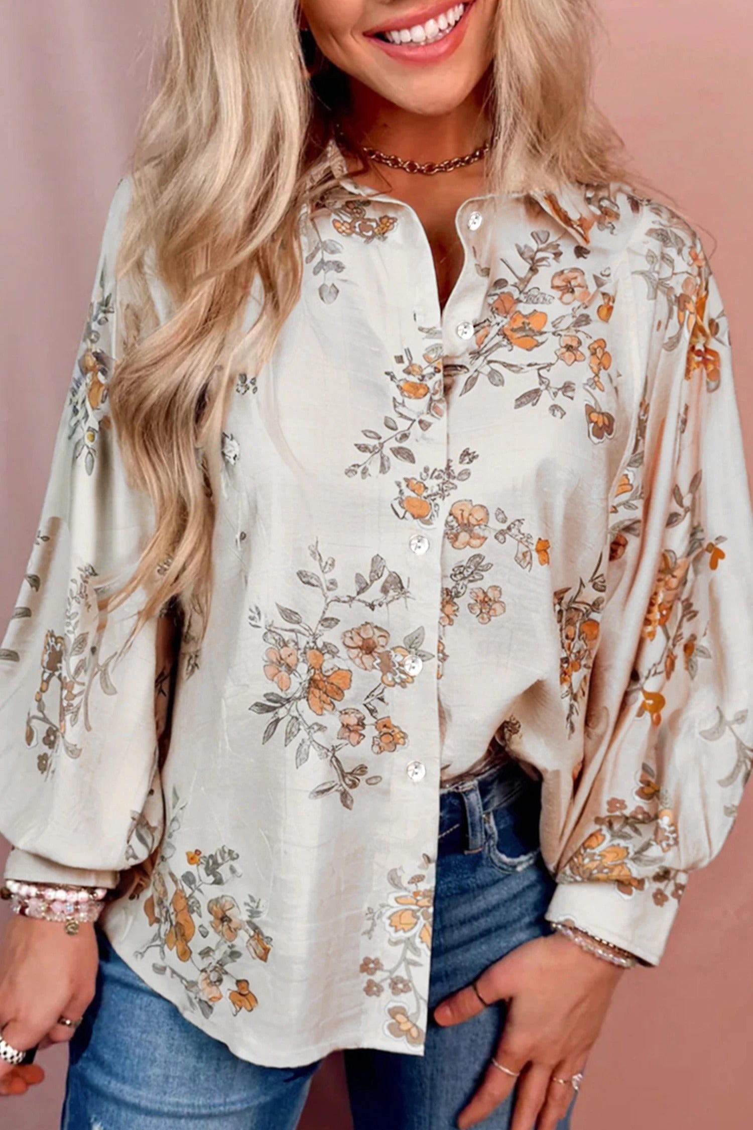 Women's Versatile Retro Long-sleeve Printed Shirt