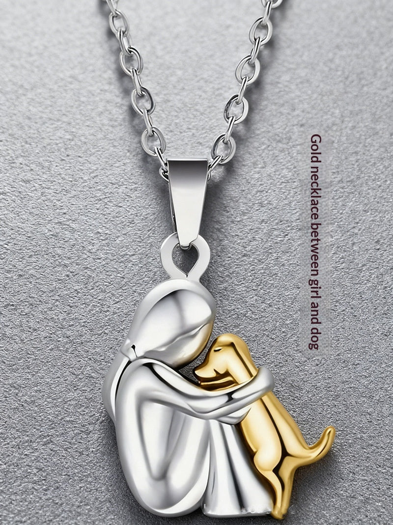 Little Girl And Dog Hugging Earring Set