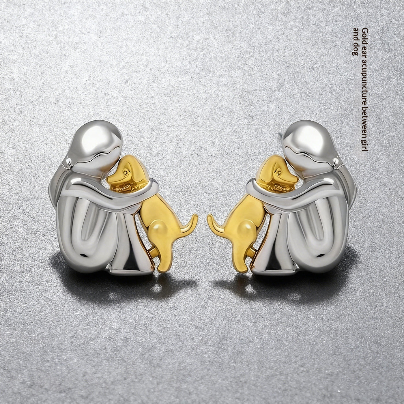 Little Girl And Dog Hugging Earring Set