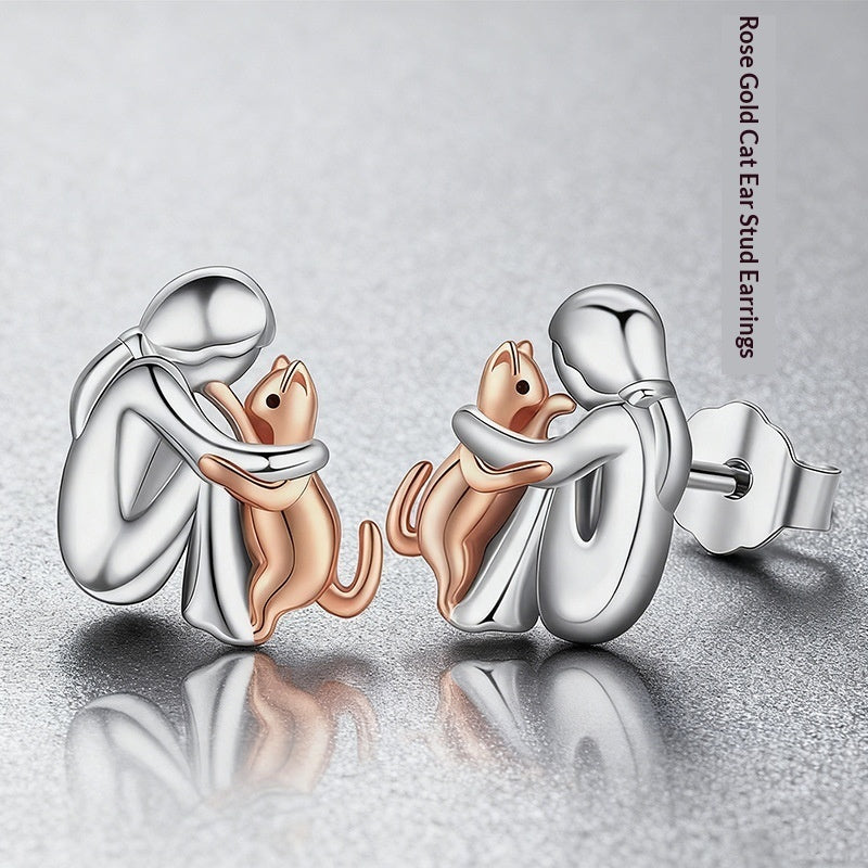 Little Girl And Dog Hugging Earring Set