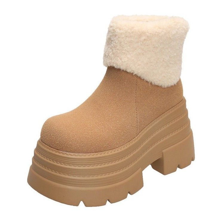 Short Plush Thickened Warm Platform Cotton Shoes